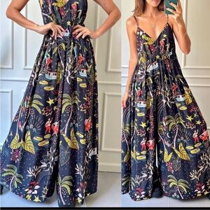 FARM Rio Black Multicolor Jumpsuit